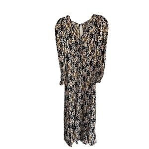 Animal Cheetah Print Long Sleeve V Neck Midi Dress Size 10 Oliver‎ Bonas